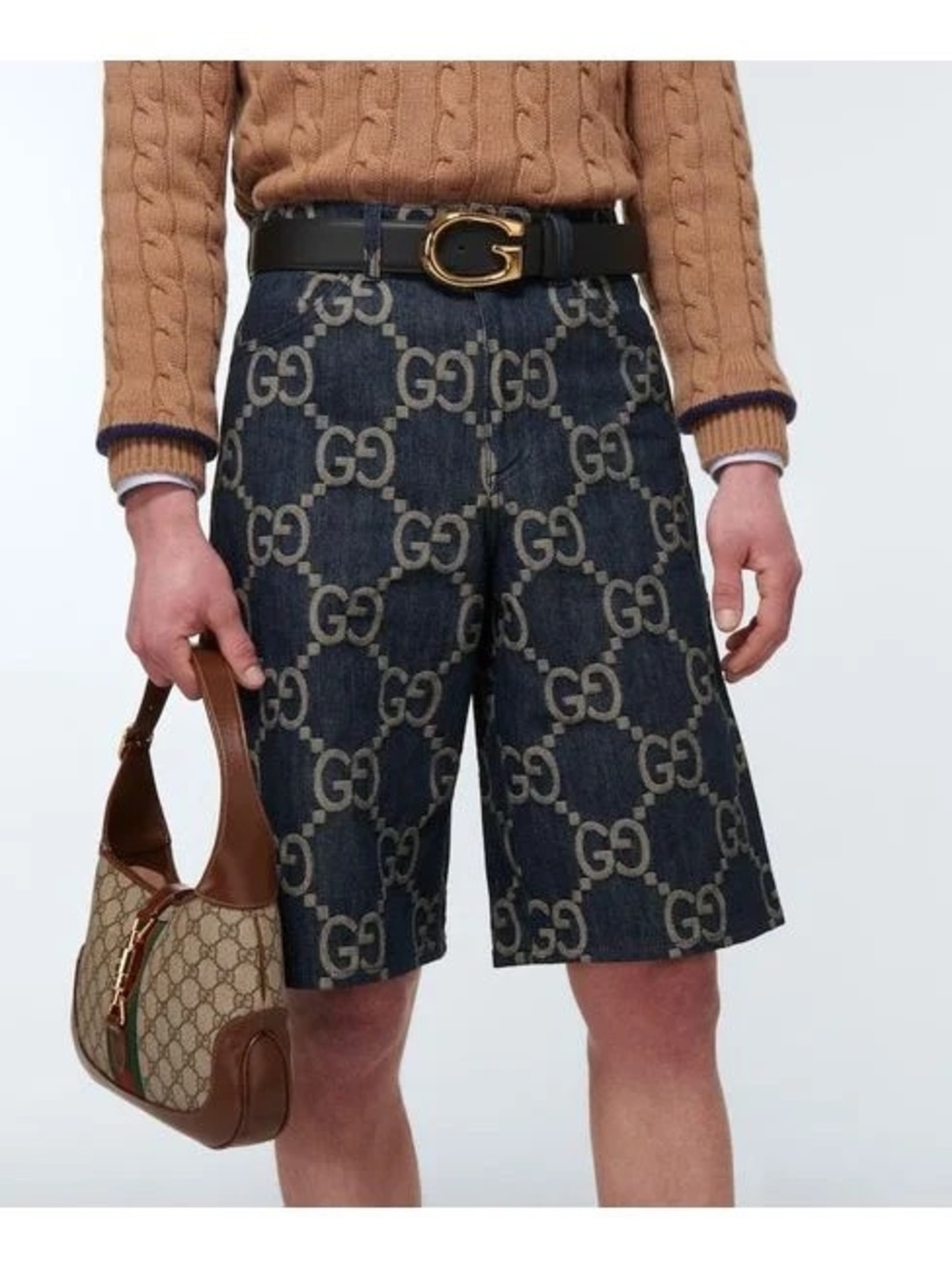 Gucci Blue GG Monogram Denim Shorts